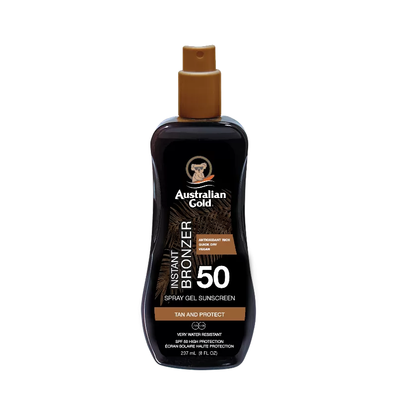 Australian Gold Spray Gel SPF 50 con Bronzer