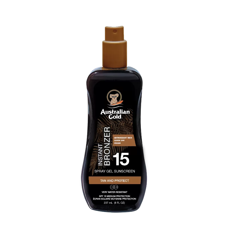 Australian Gold Spray Gel SPF 15 con Bronzer