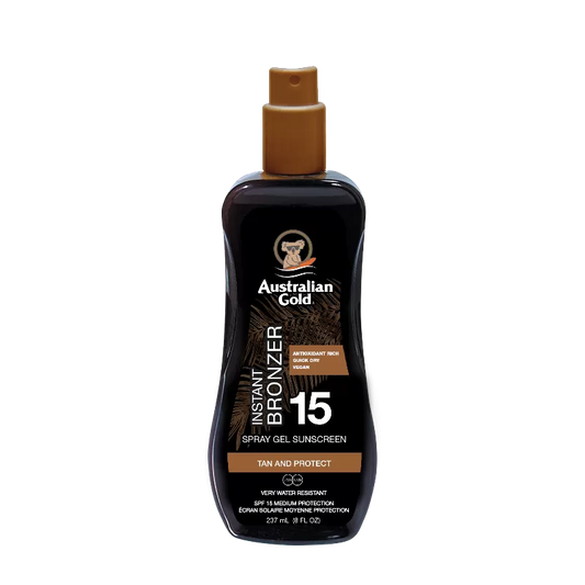 Australian Gold Spray Gel SPF 15 con Bronzer