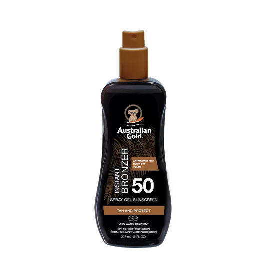 Australian Gold Spray Gel SPF 50 con Bronzer